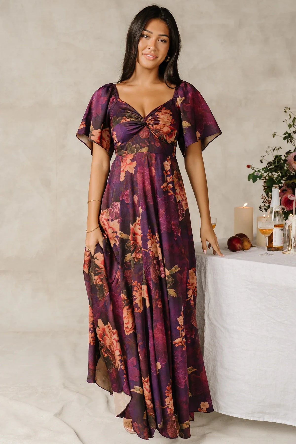 Caterina Maxi Dress | Purple Floral Main image