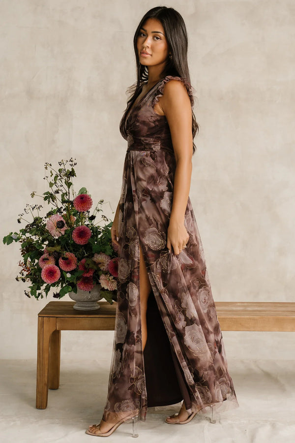 Adelyn Maxi Dress | Deep Clove Metallic