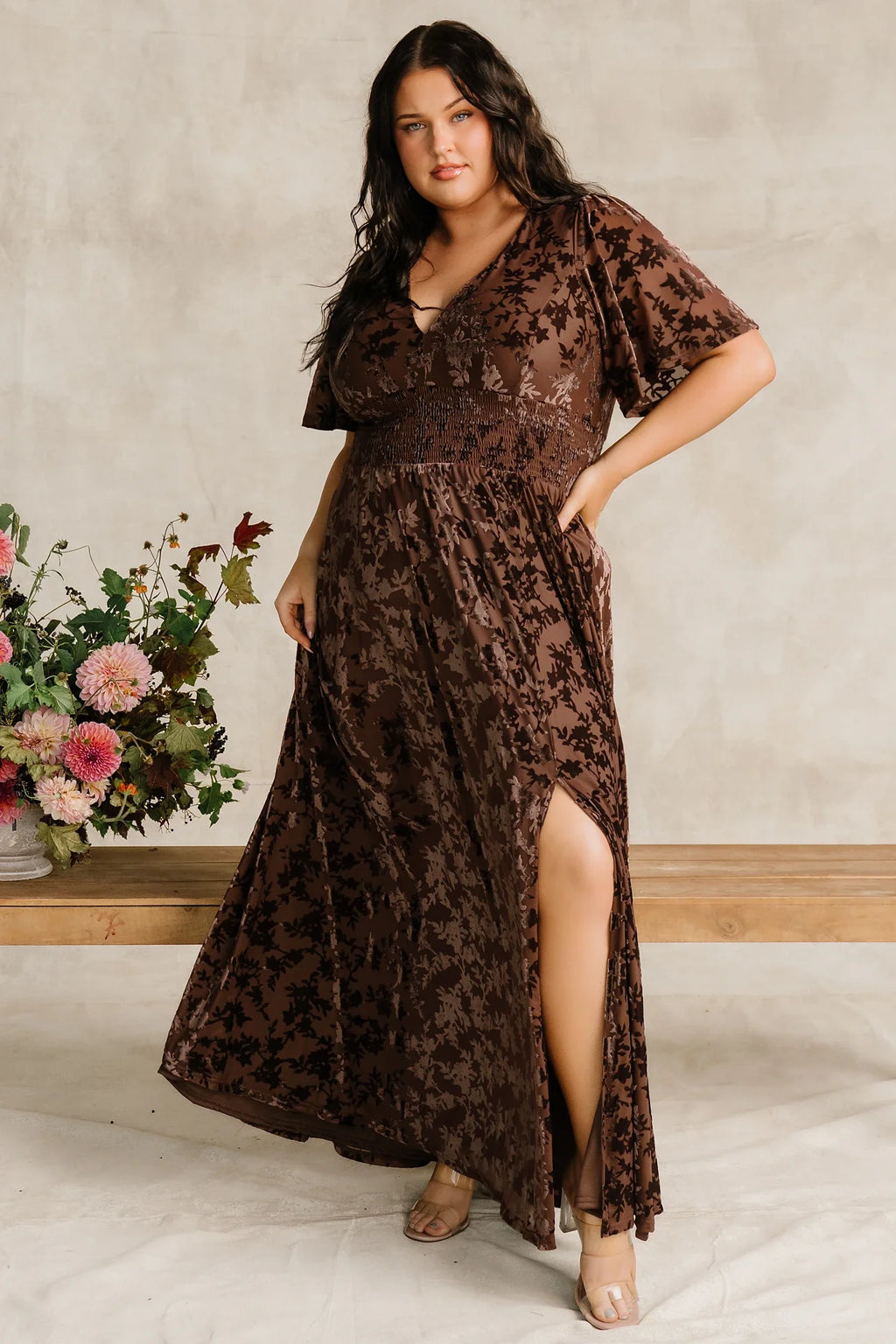Veronica Velvet Maxi Dress | Espresso