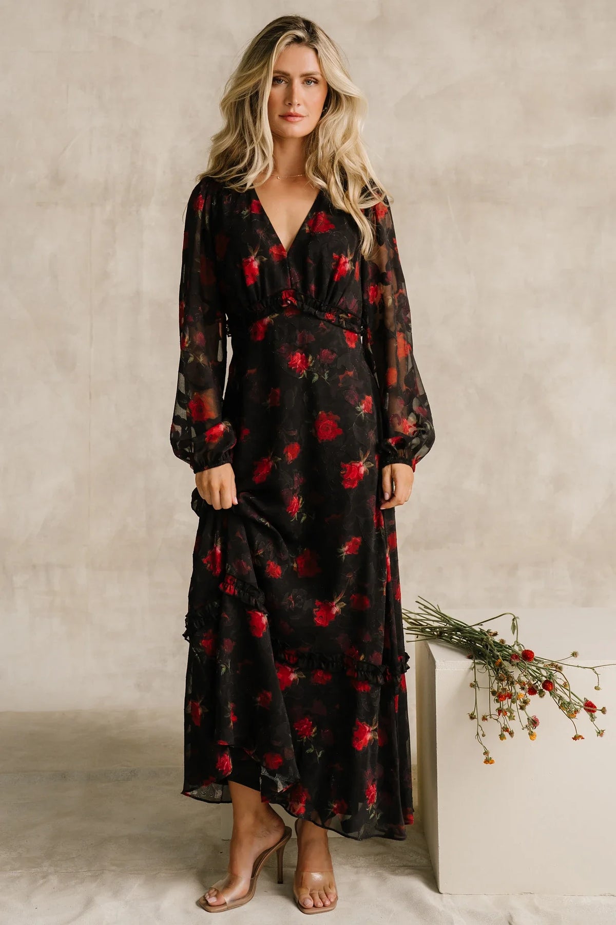 Avalora Midi Dress | Black Rose Floral Main image