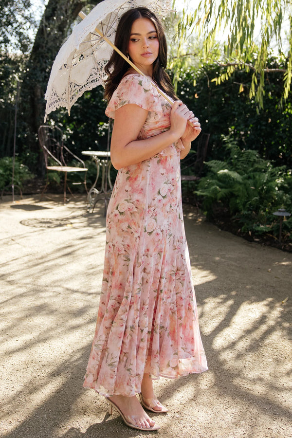 Teuila Midi Dress | Blush Floral