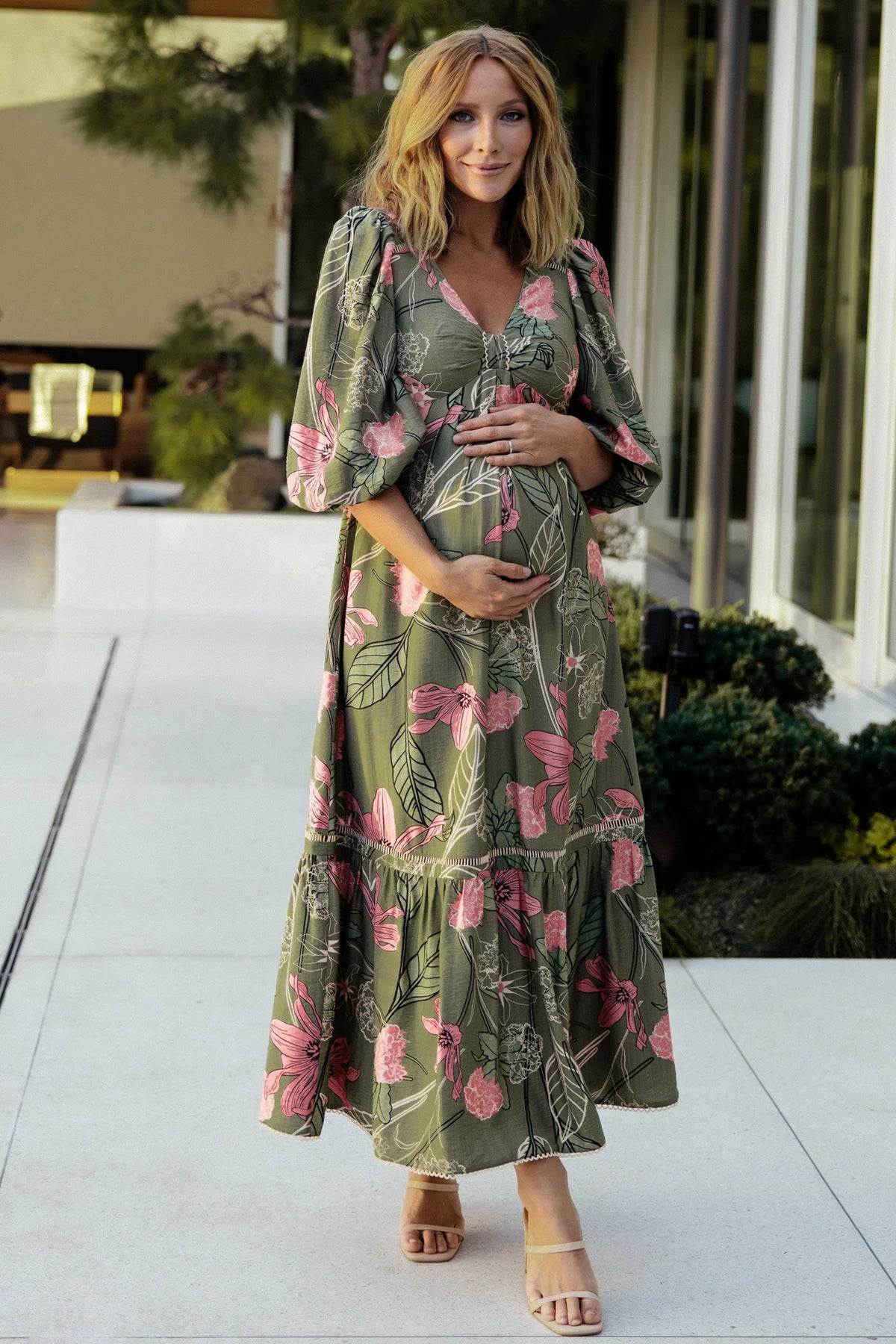 Lonna Dress | Olive + Fuschia Floral