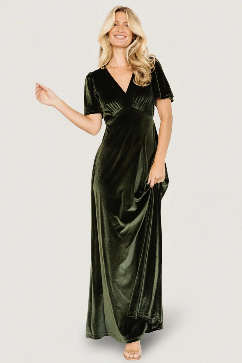 Vivian Velvet Maxi Dress | Olive Secondary image