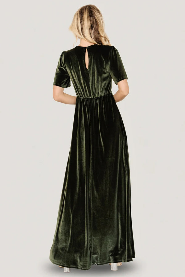 Vivian Velvet Maxi Dress | Olive
