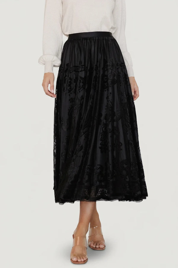Palini Velvet Skirt | Black