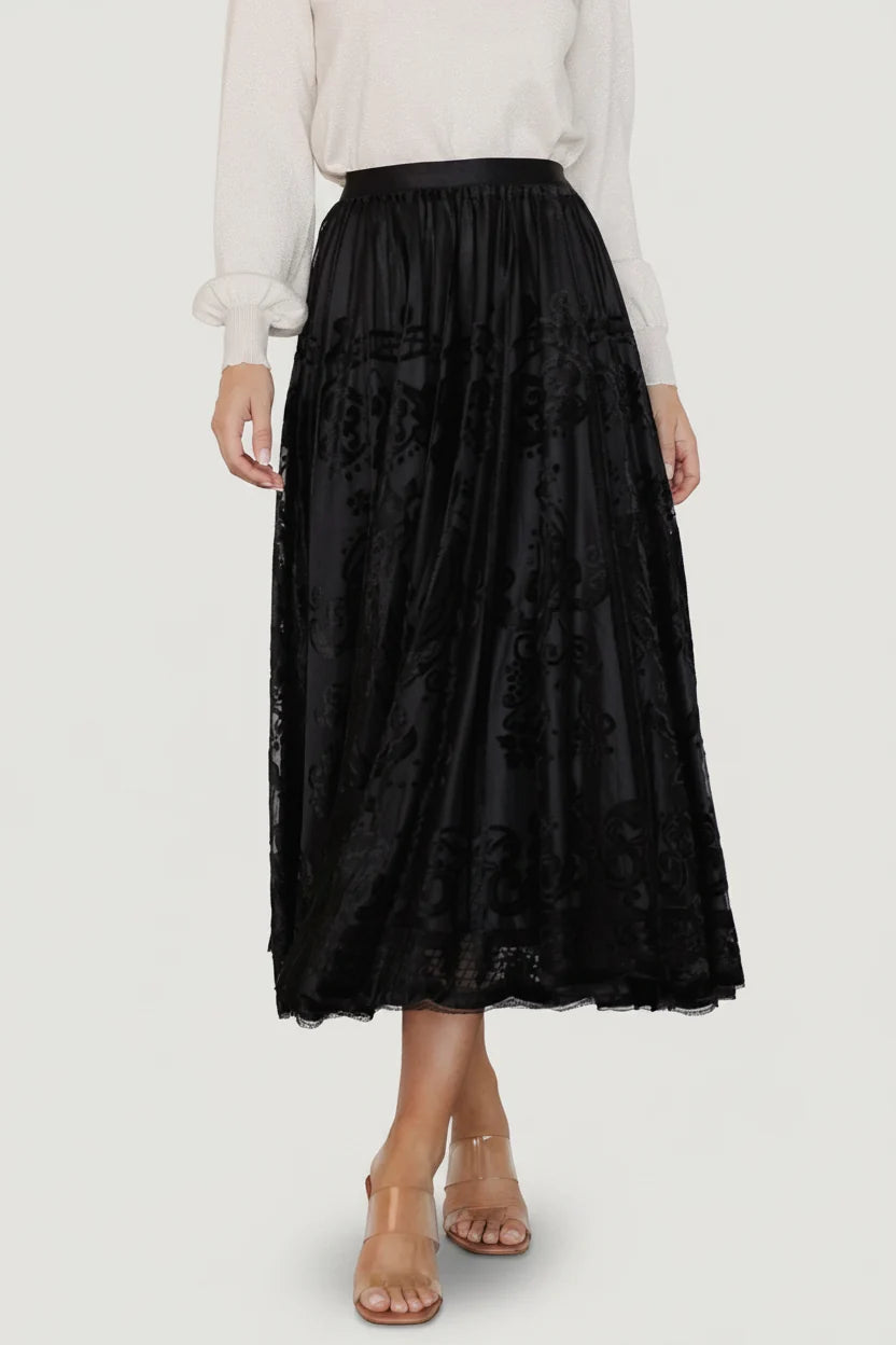 Palini Velvet Skirt | Black Main image