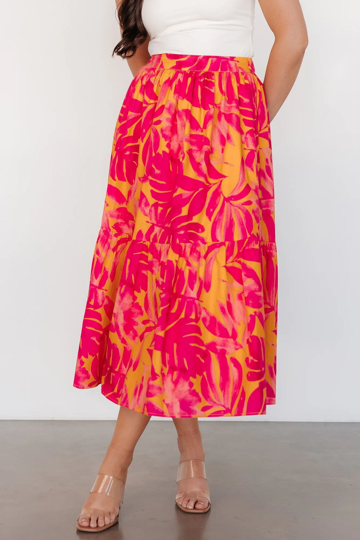 Luana Tiered Skirt | Orange + Fuchsia Main image