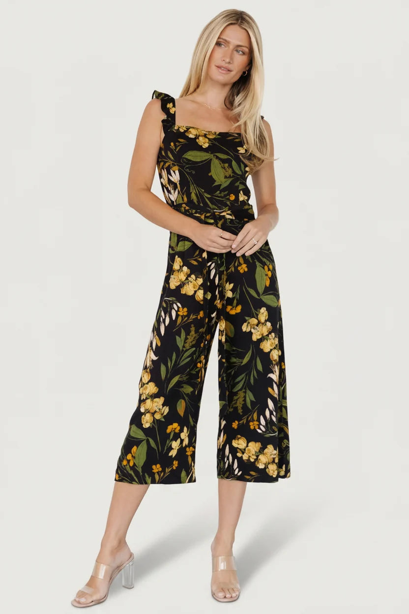 Gemma Jumpsuit | Black + Golden Floral Main image