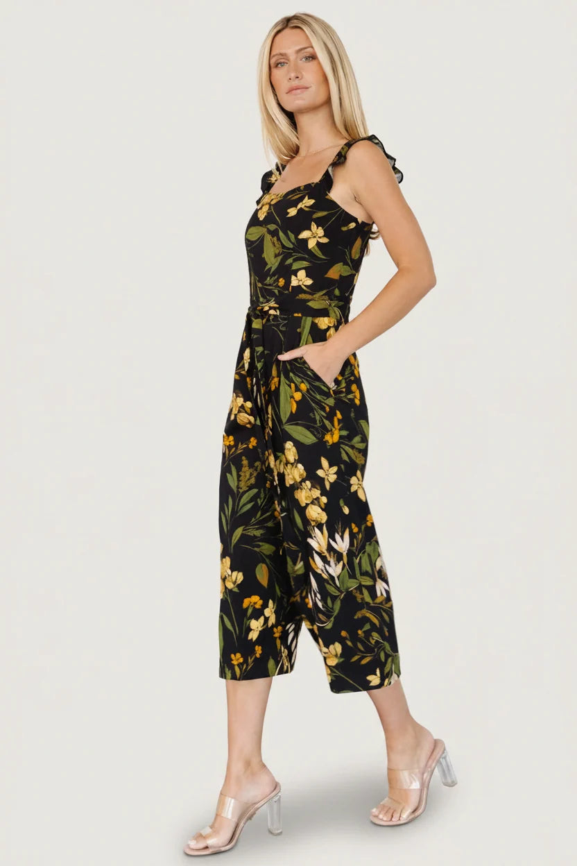 Gemma Jumpsuit | Black + Golden Floral