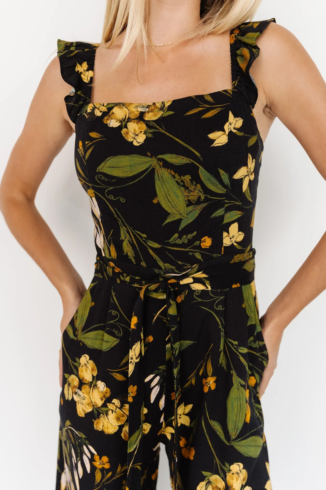 Gemma Jumpsuit | Black + Golden Floral Secondary image