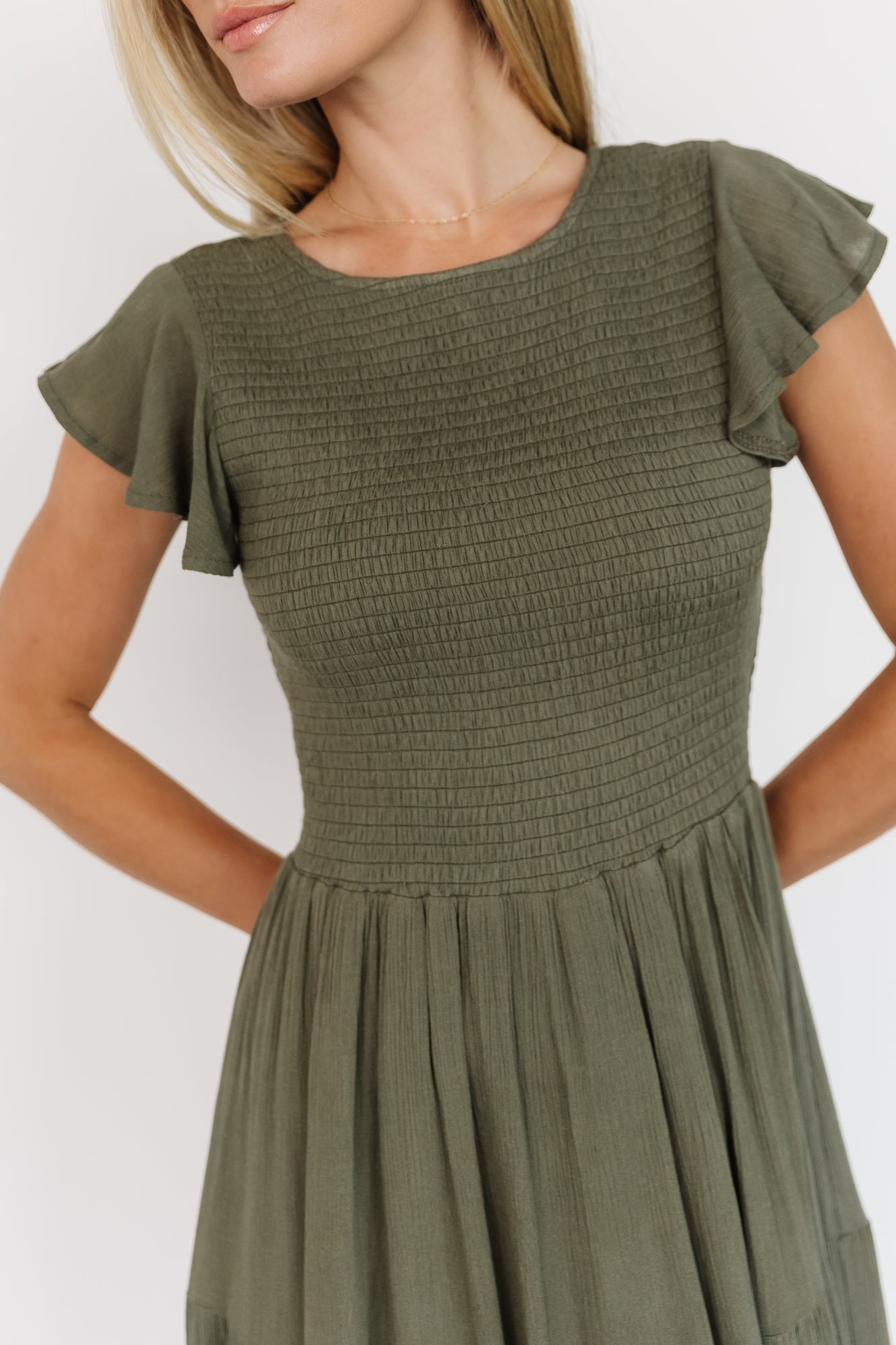 Loretta Smocked Midi Dress | Dark Sage Secondary image