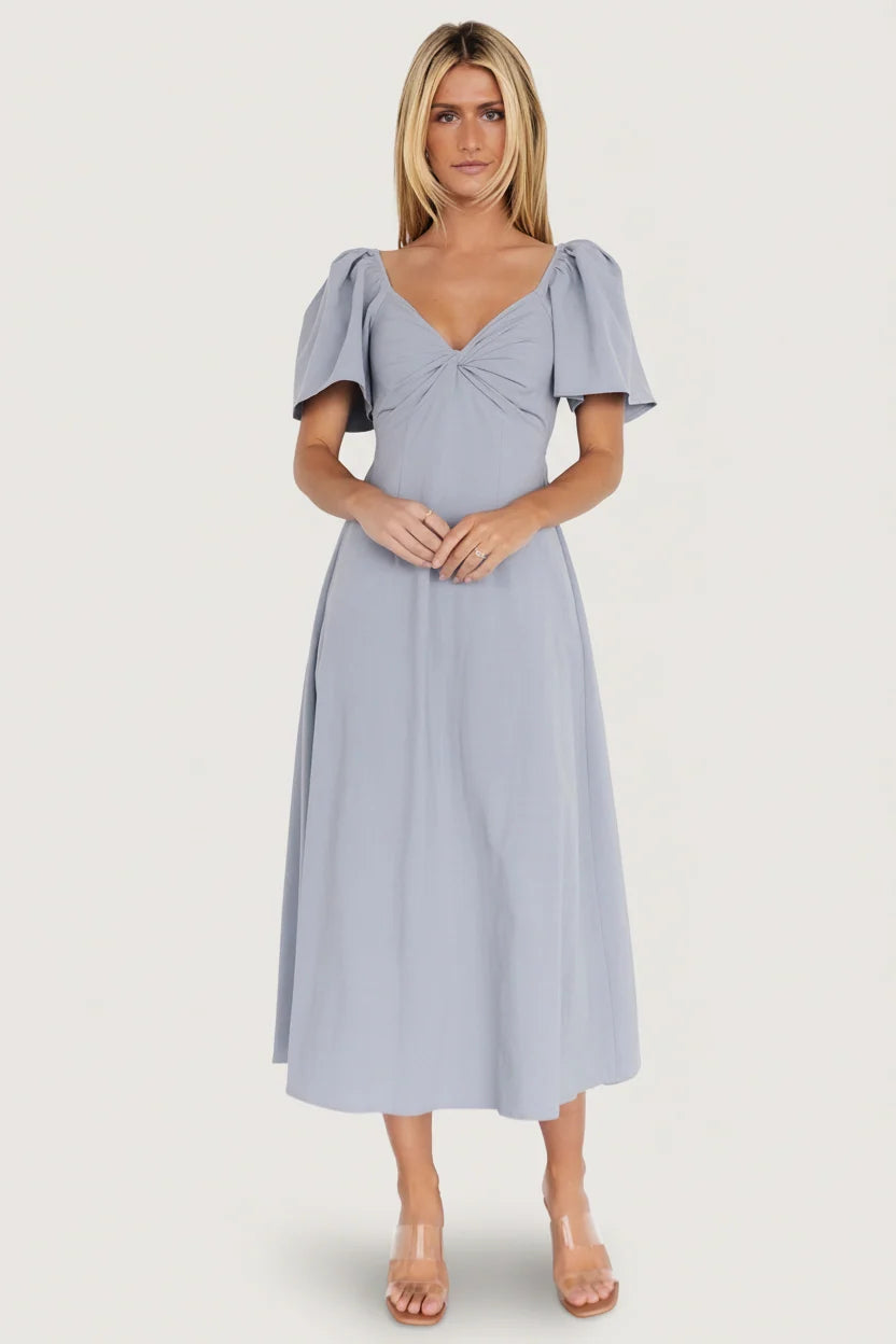Indie Back Tie Dress | Dusty Blue Main image