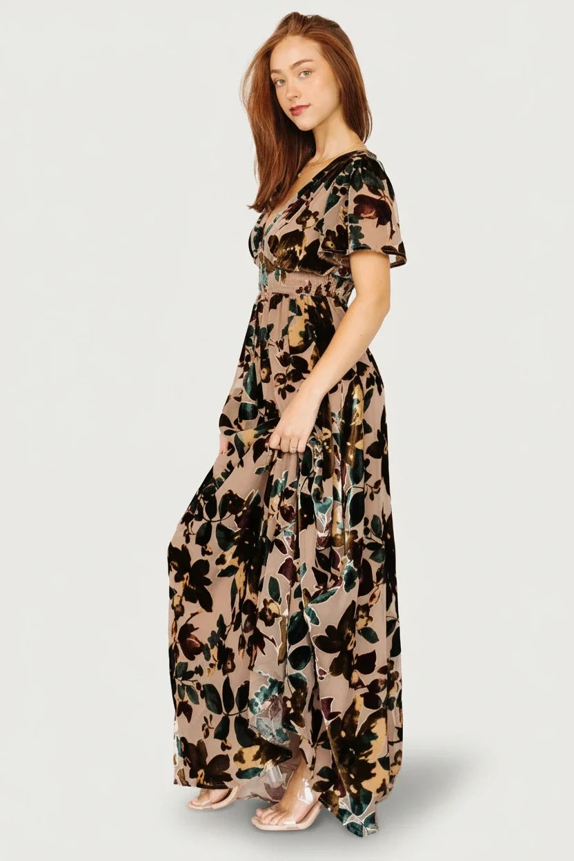 Valen Maxi Dress | Champagne Multi Secondary image