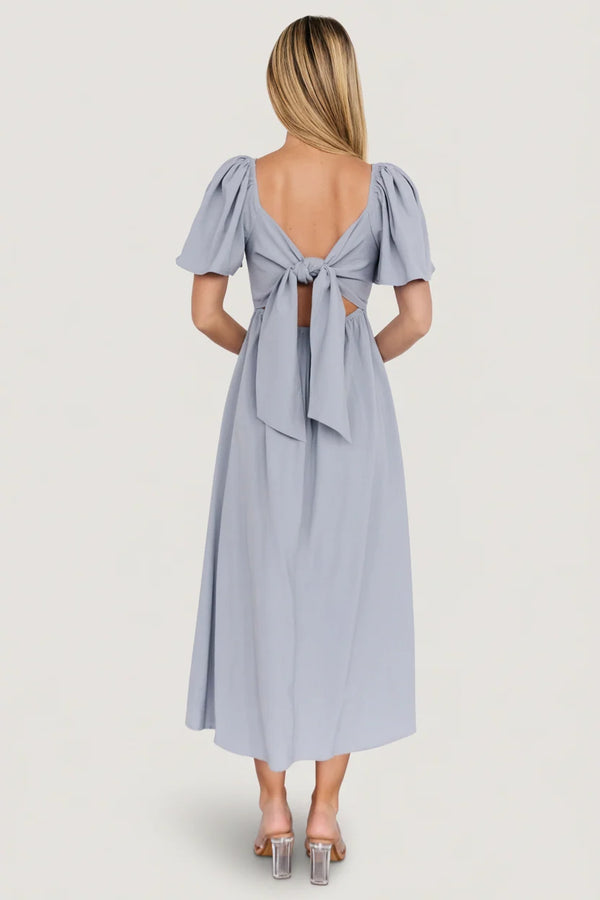 Indie Back Tie Dress | Dusty Blue