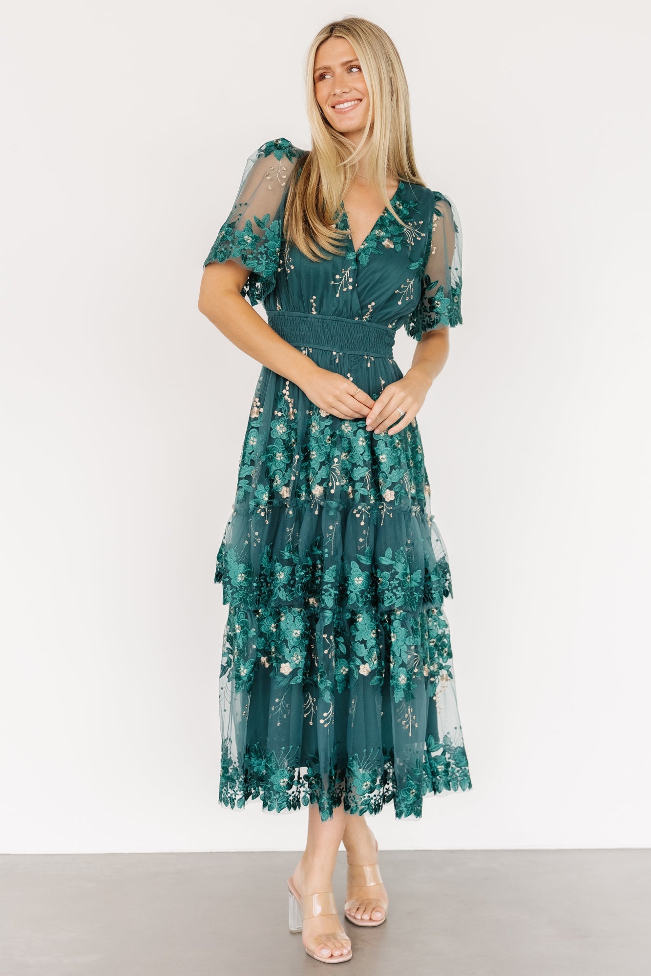 Lotte Embroidered Midi Dress | Emerald Secondary image