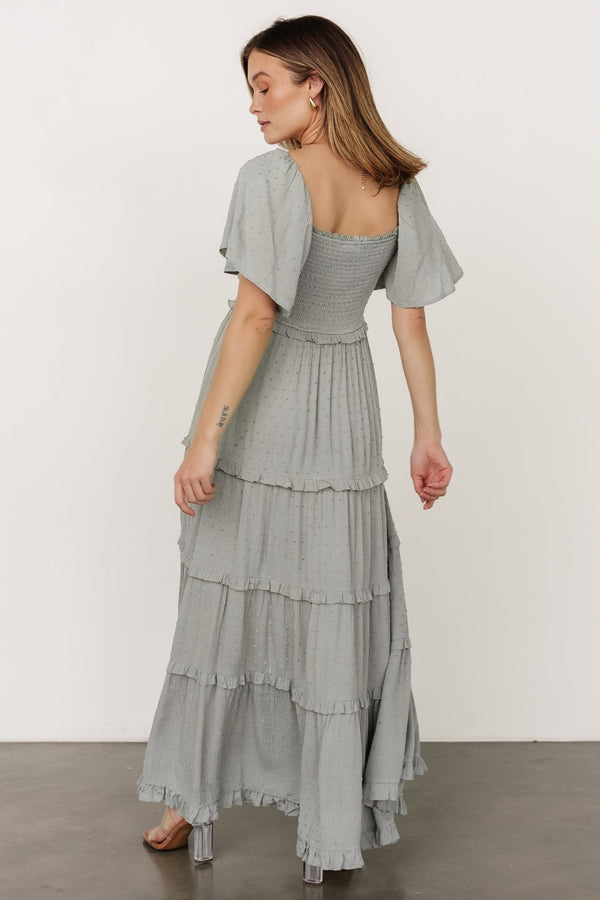 Lenora Smocked Dotted Maxi Dress | Sage