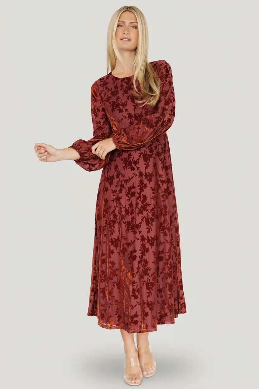 Thora Velvet Dress | Copper Floral Secondary image
