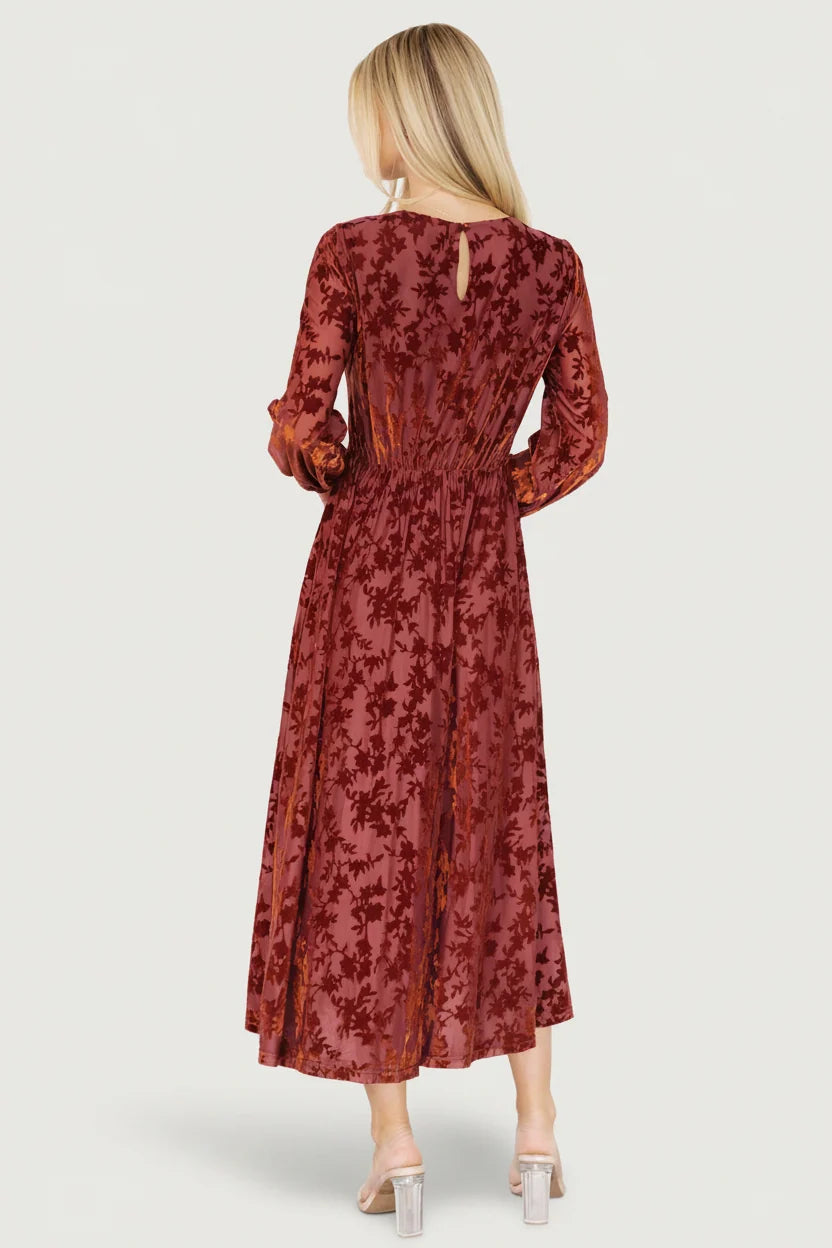 Thora Velvet Dress | Copper Floral