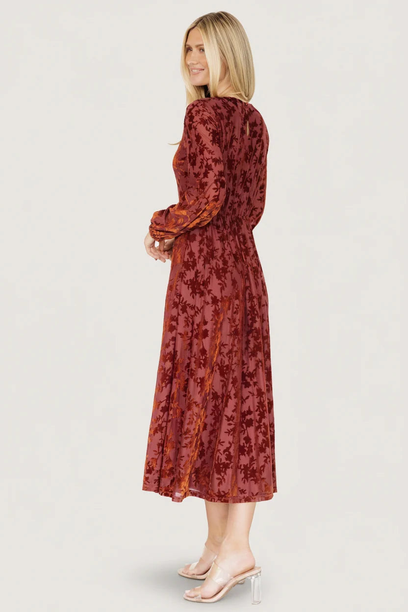 Thora Velvet Dress | Copper Floral