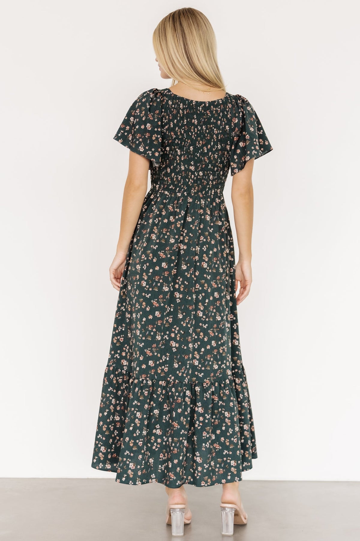 Jerah Smocked Dress | Deep Jade Floral
