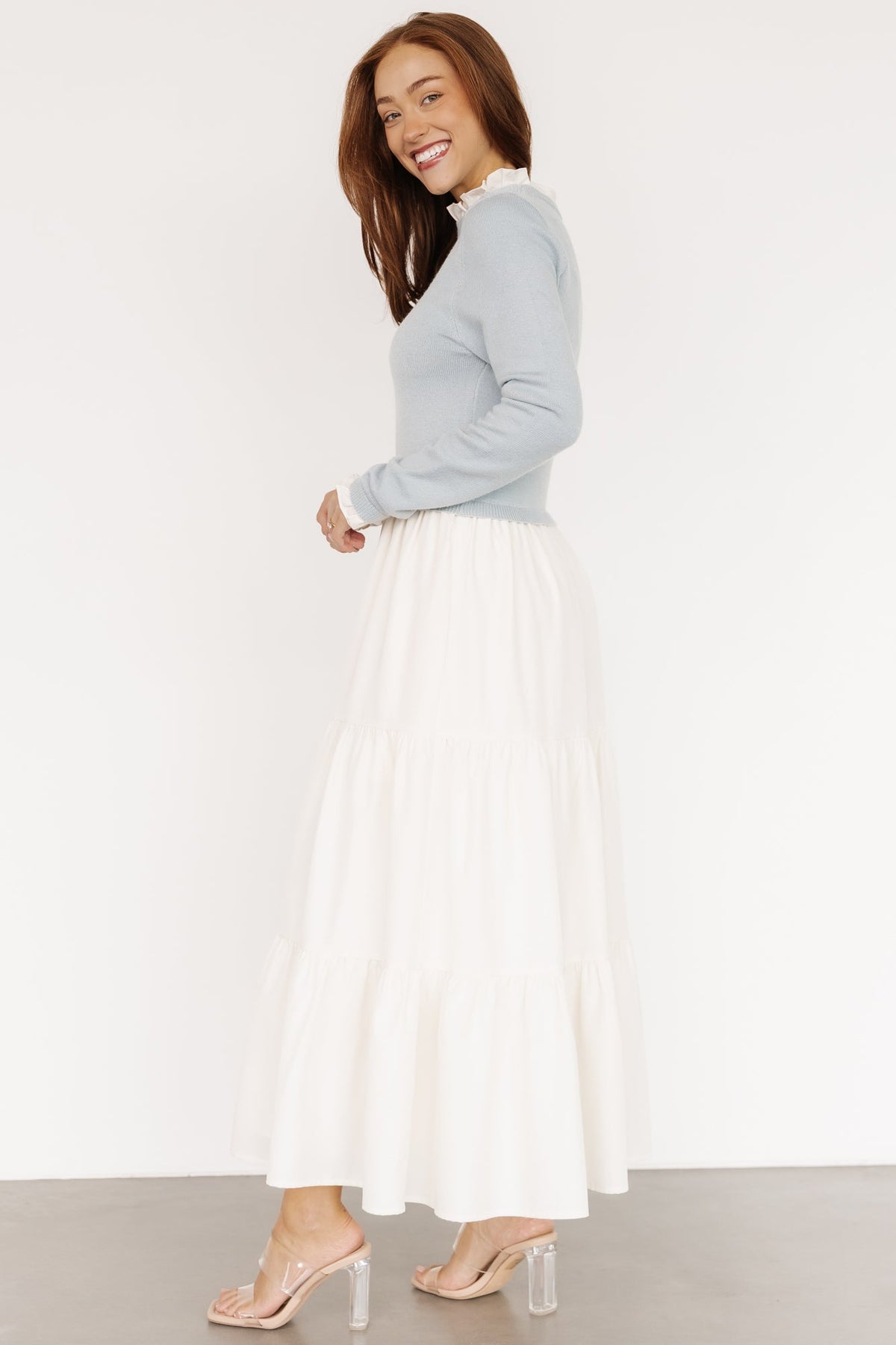 Sophie Sweater Dress | Light Blue + Ivory