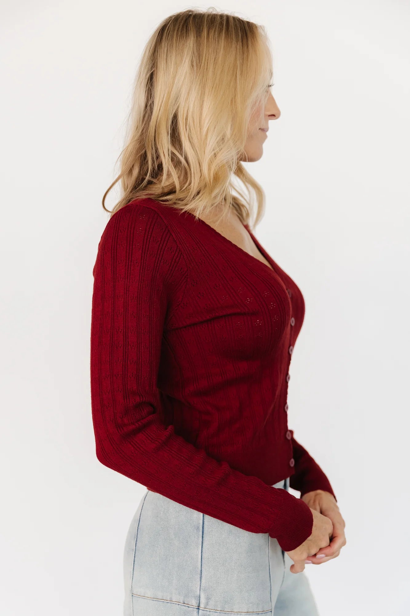 Heidi Pointelle Cardigan | Brick Secondary image