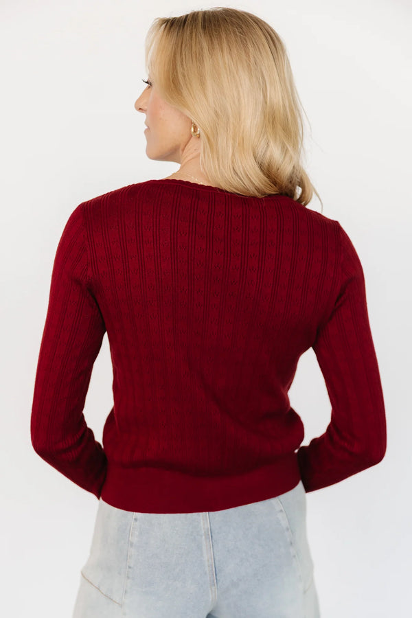 Heidi Pointelle Cardigan | Brick