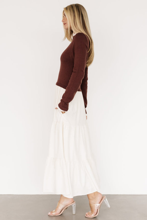 Sophie Sweater Dress | Mahogany + Ivory