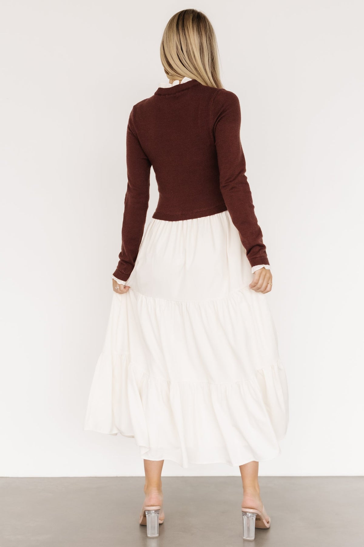Sophie Sweater Dress | Mahogany + Ivory