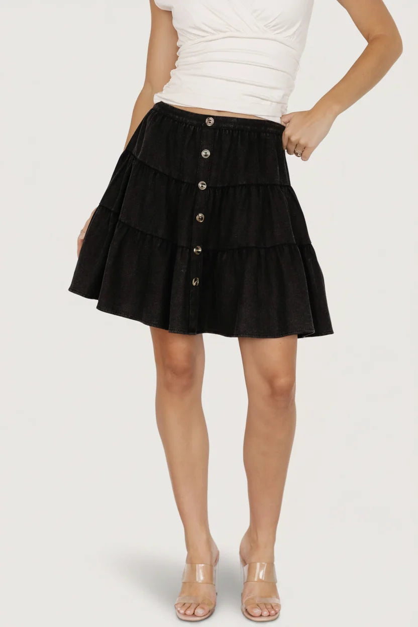 Ebba Short Skirt | Washed Black Main image