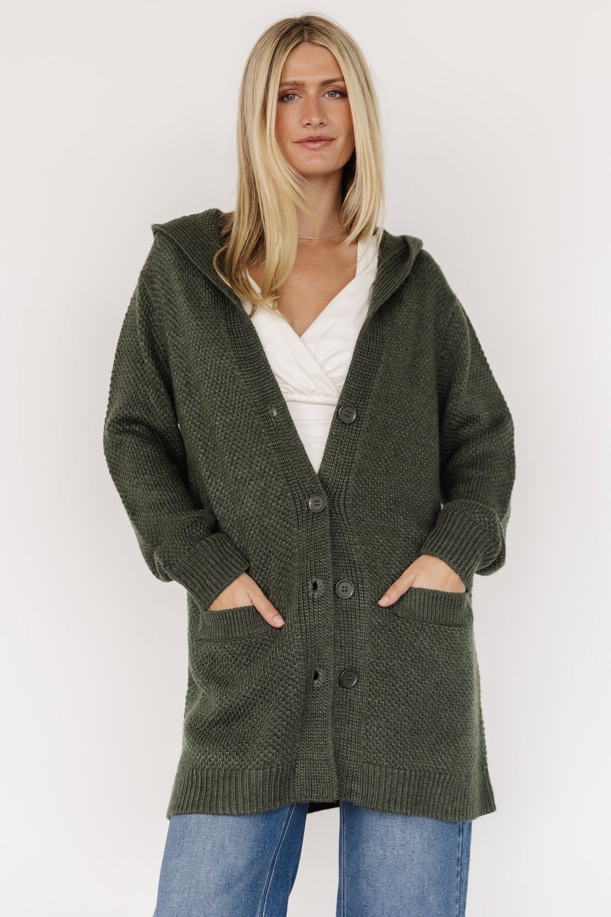 Katrine Hooded Cardigan | Green Main image