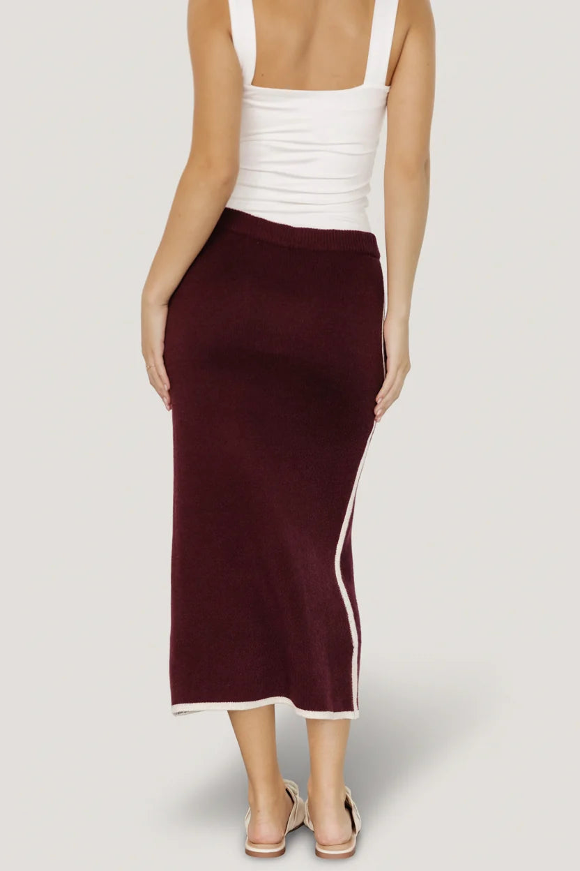 Ava Knit Midi Skirt | Wine Secondary image
