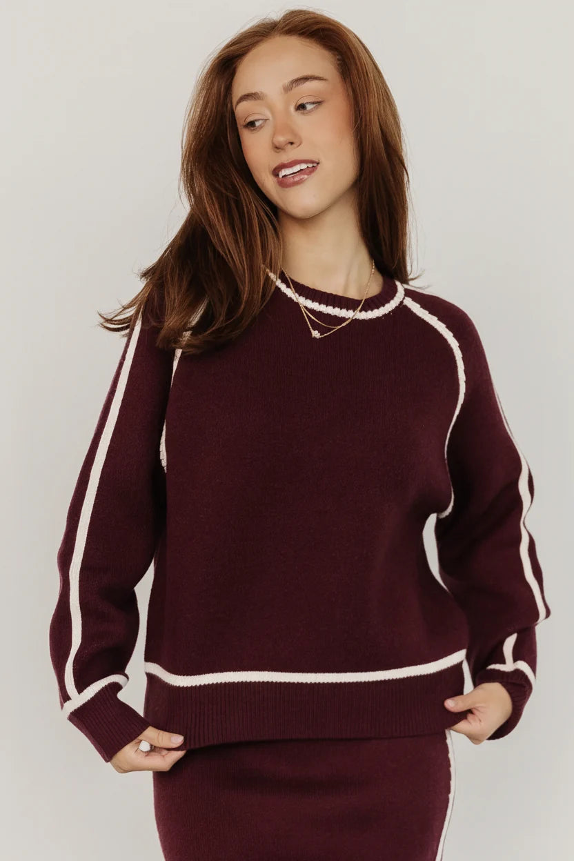 Ava Knit Sweater | Wine Main image