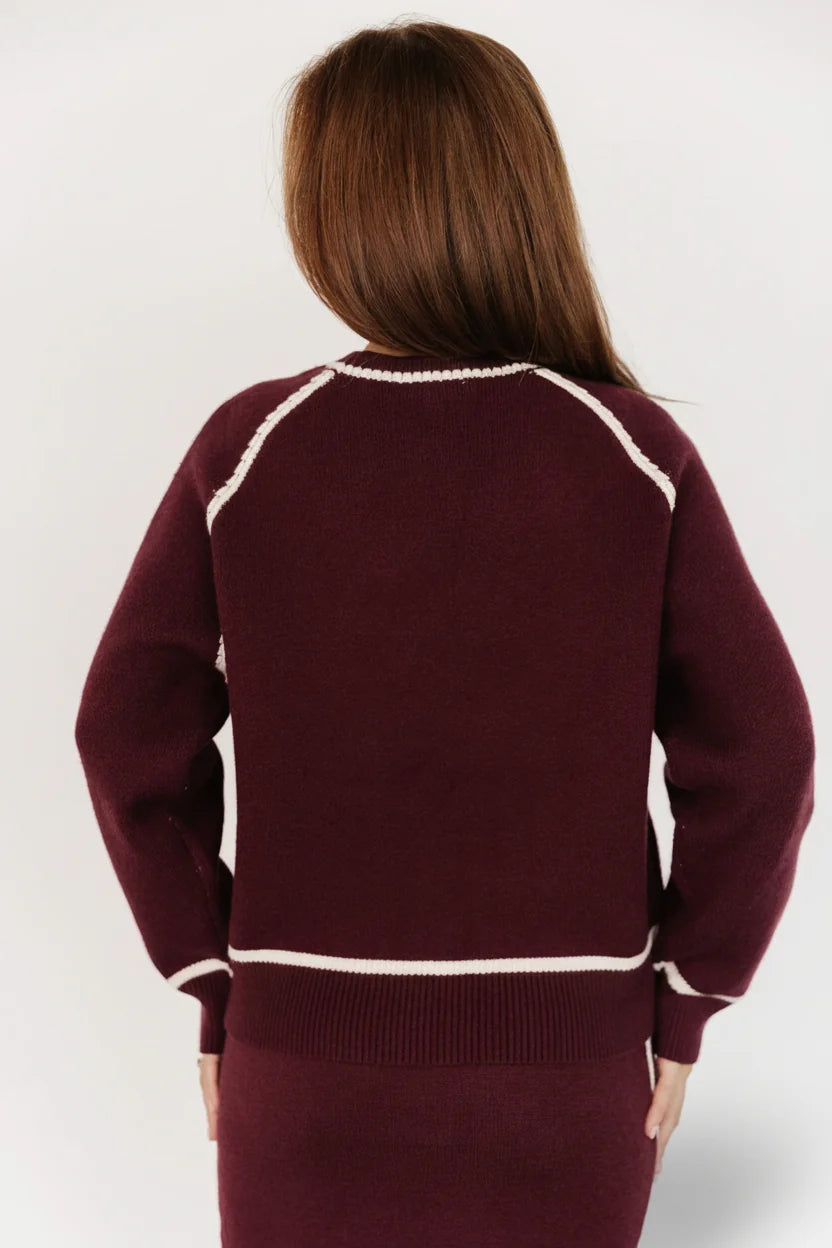 Ava Knit Sweater | Wine Secondary image