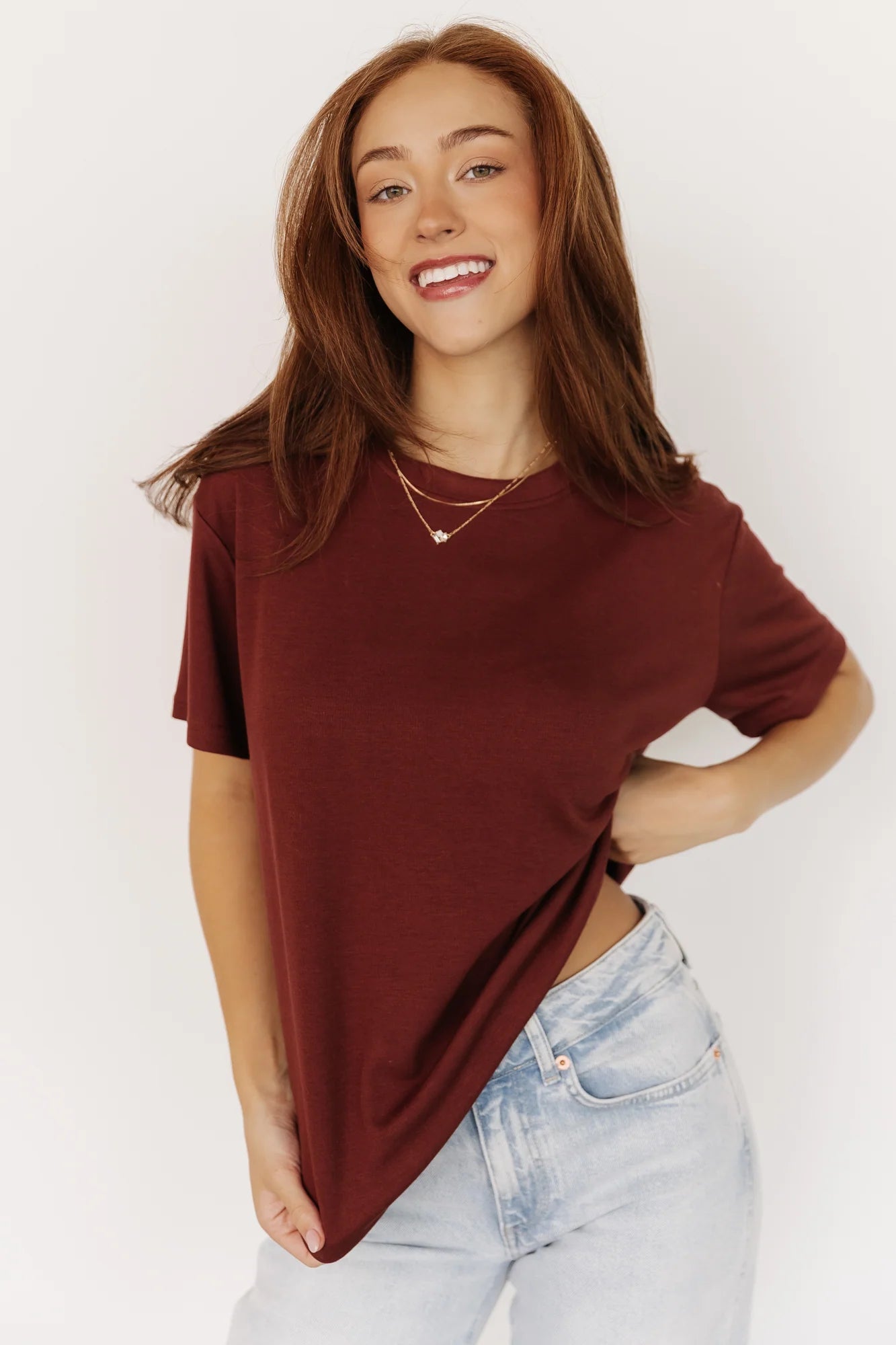 Elliot Relaxed Tee | Dark Rust Secondary image