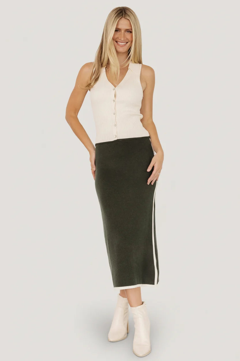 Ava Knit Midi Skirt | Dark Green Secondary image