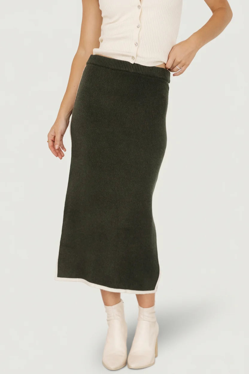Ava Knit Midi Skirt | Dark Green Main image