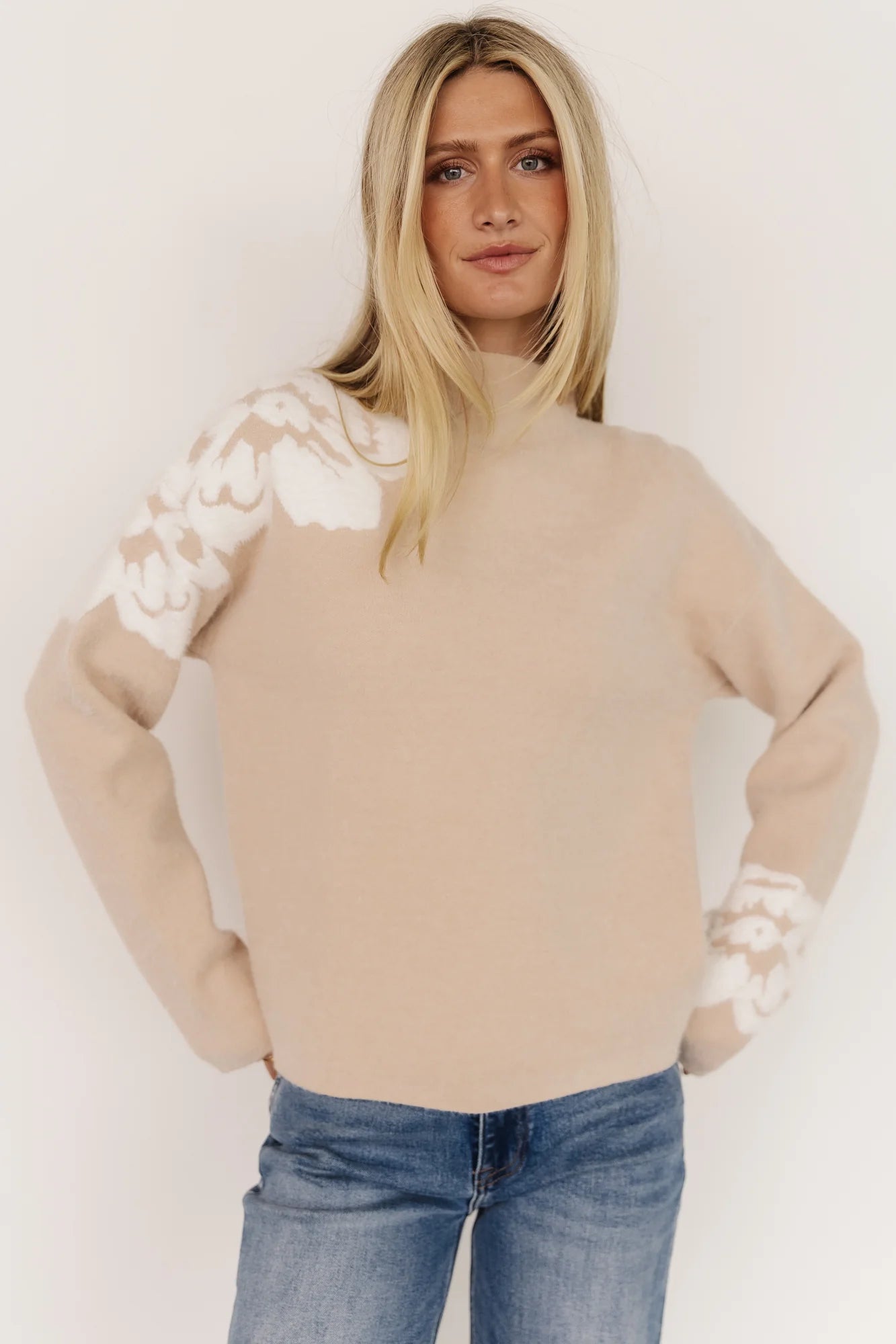Oda Floral Sweater | Natural + Off White Secondary image