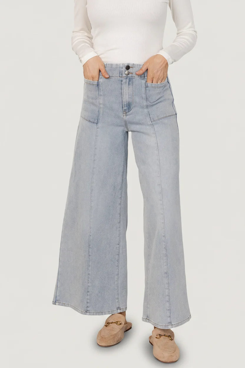 Emmi Mid Rise Wide Leg Jeans | Light Wash Main image