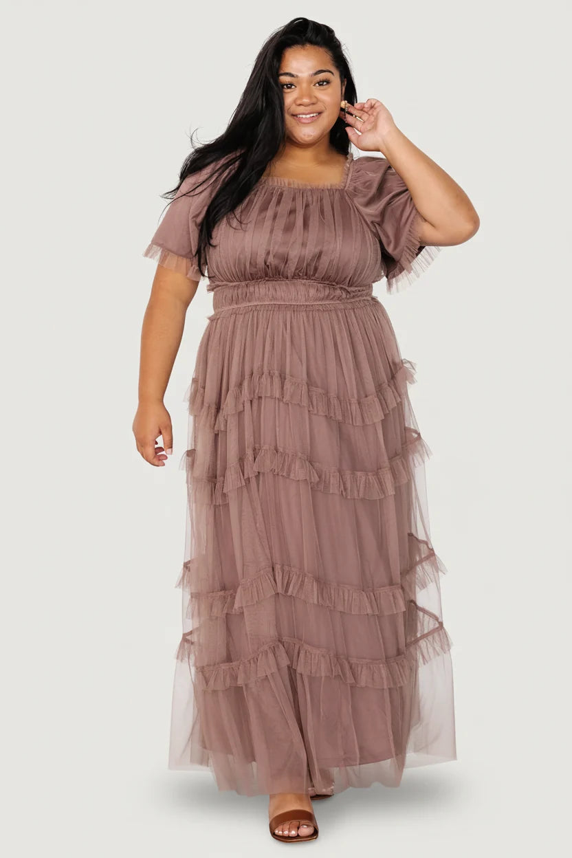 Magdalena Tulle Maxi Dress | Mink Secondary image