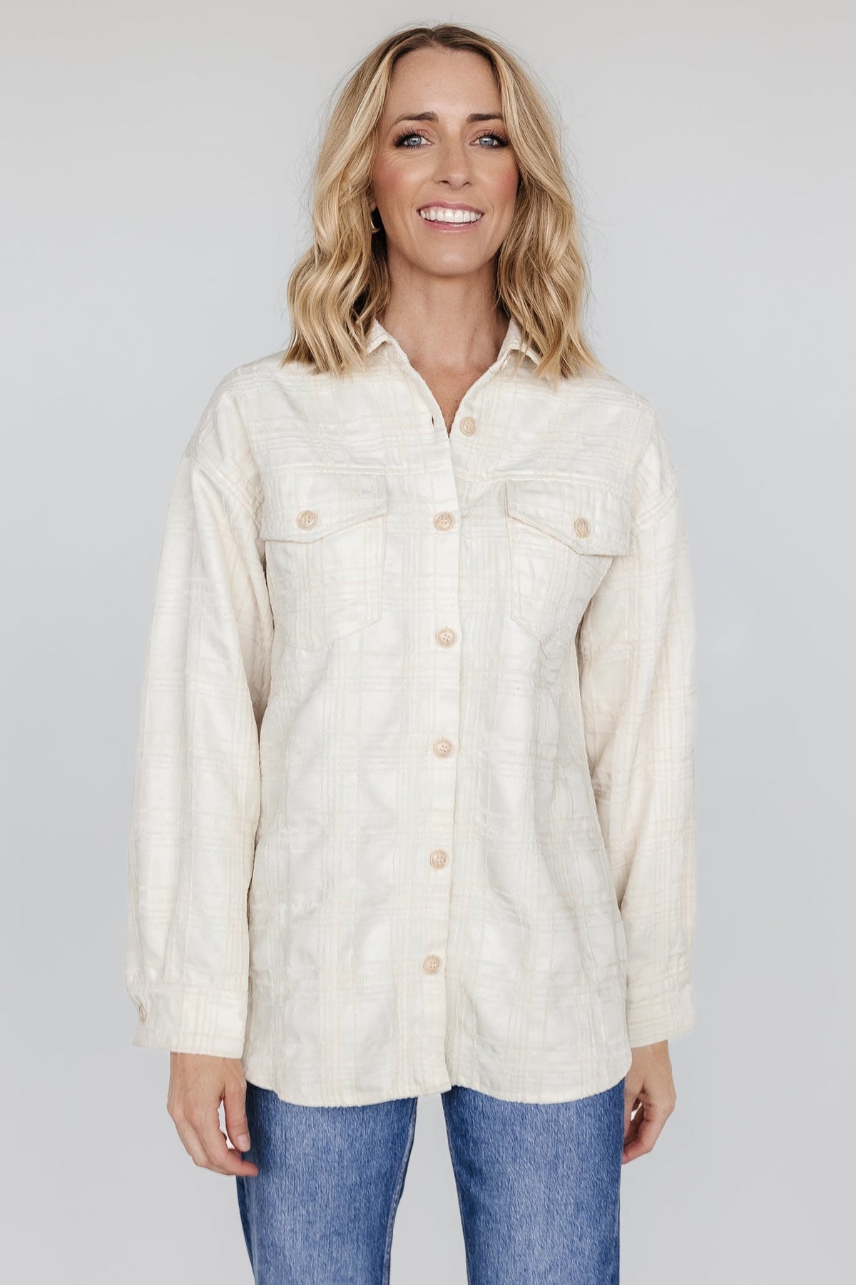 Joanna Plaid Shacket | Cream + Natural Main image