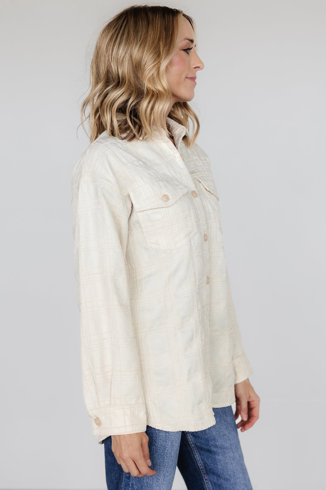 Joanna Plaid Shacket | Cream + Natural Secondary image