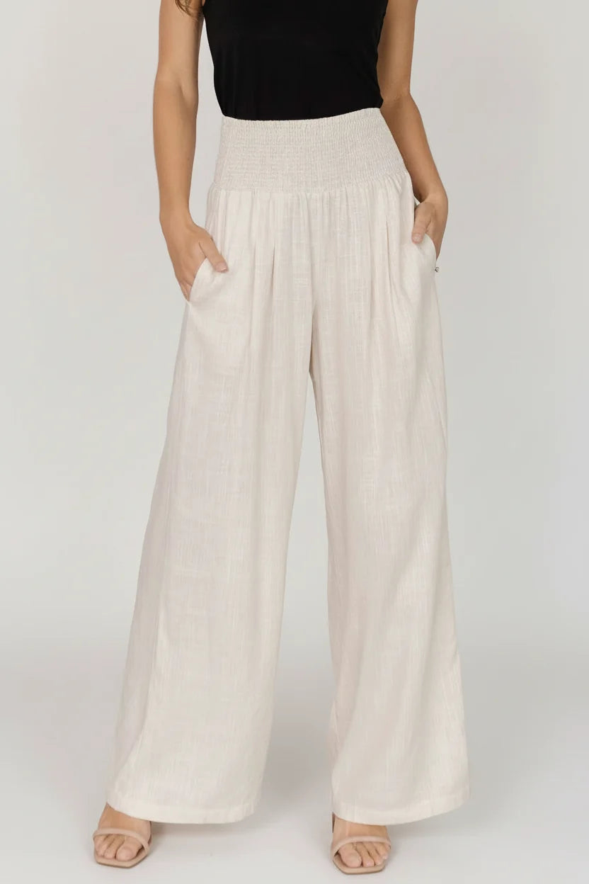 Parvati Smocked Waist Pants | Natural Main image