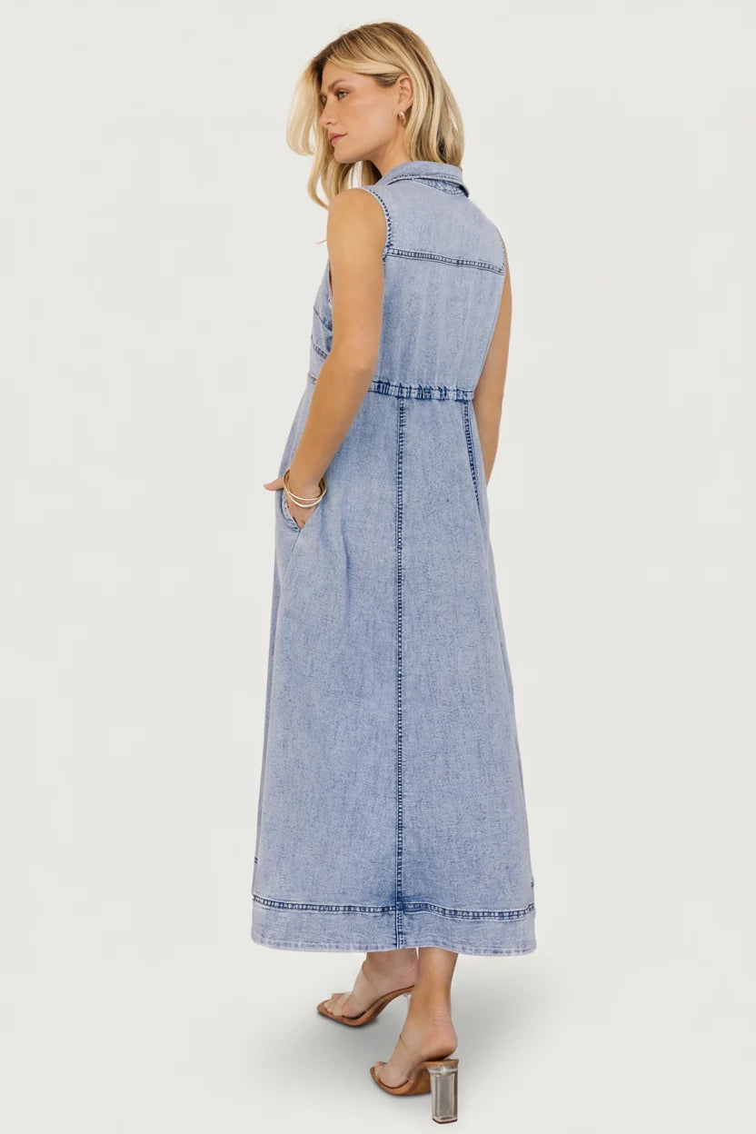 Georgia Sleeveless Midi Dress | Denim