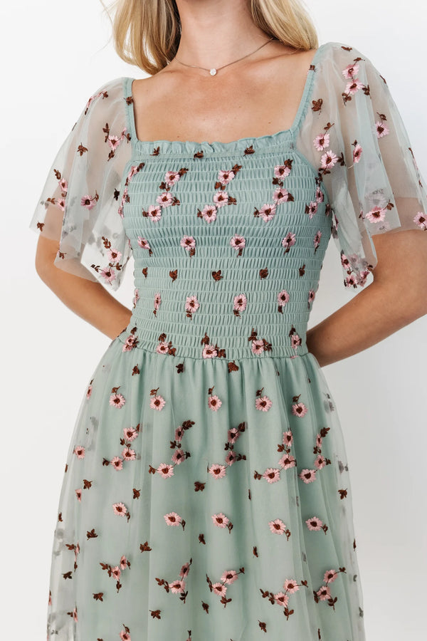 Tivoli Tulle Short Dress | Sage + Pink