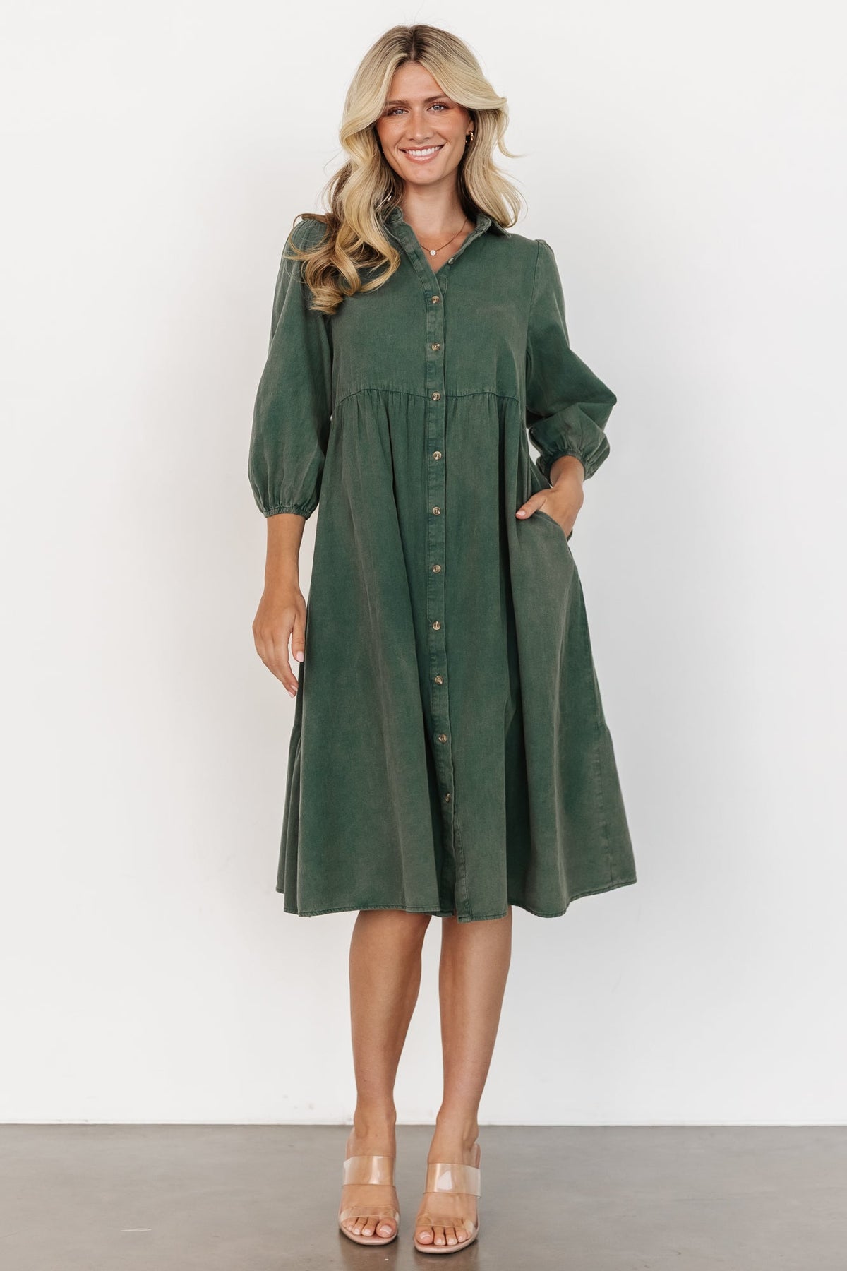 Sari Babydoll Dress | Green Main image