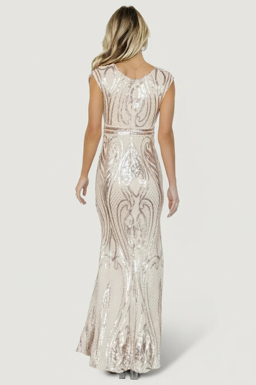 Alessia Sequin Gown | Champagne