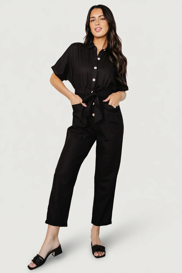 Dallas Button Up Jumpsuit | Black
