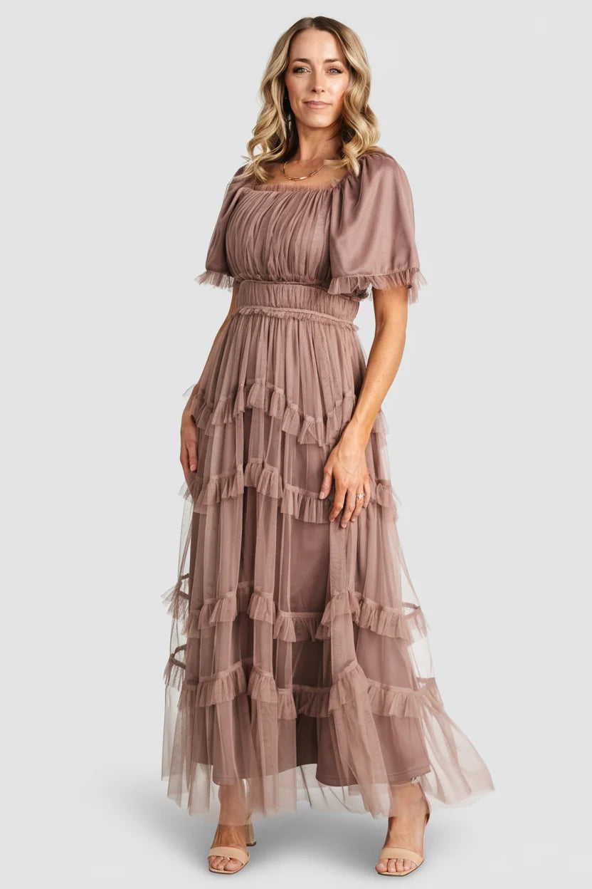 Magdalena Tulle Maxi Dress | Mink Main image