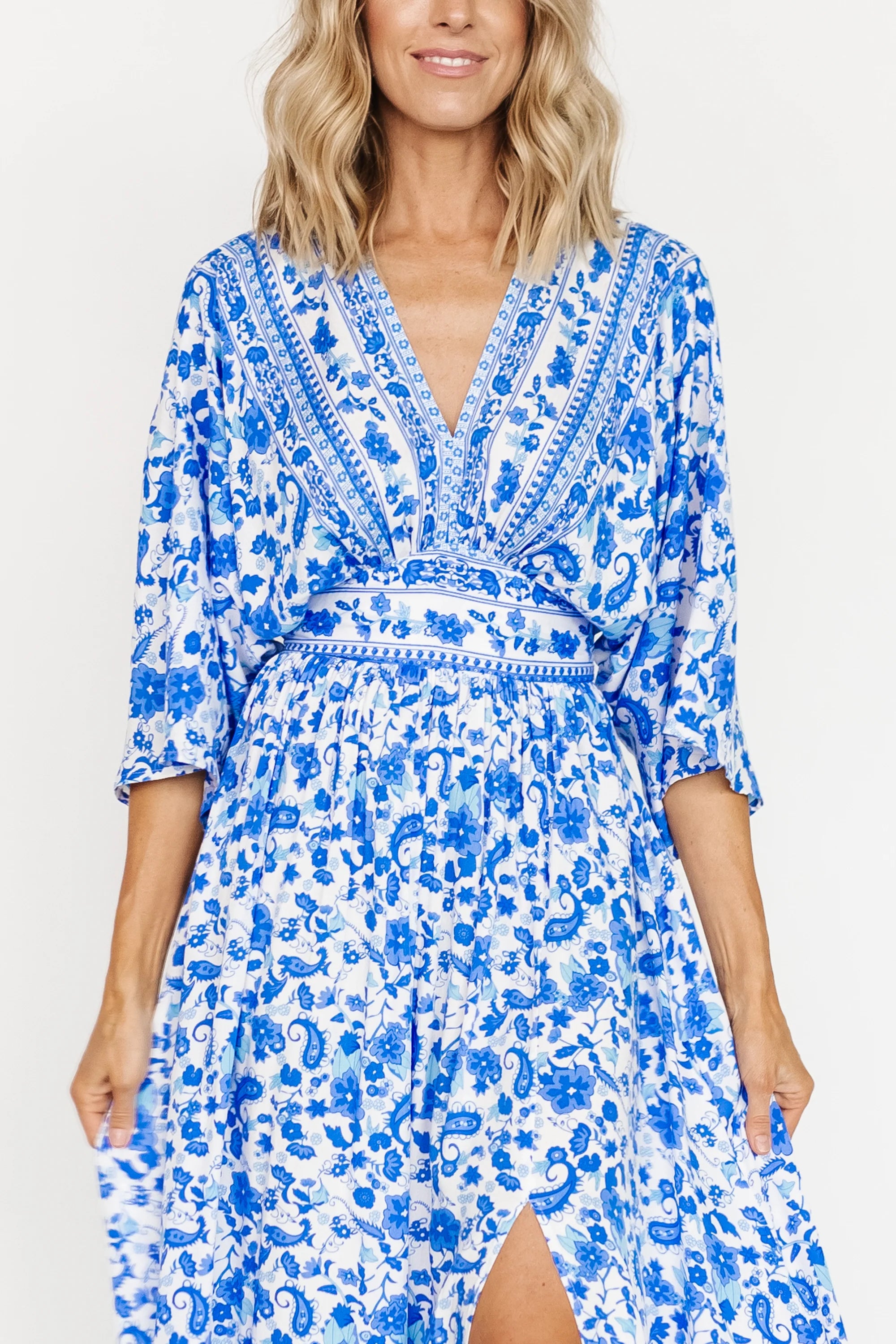 Watson Kimono Maxi Dress | Blue + White Secondary image